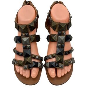 ASH Gladiator Sandals Womens EU 36 US 6 Brown Studded Flat Designer Sandals